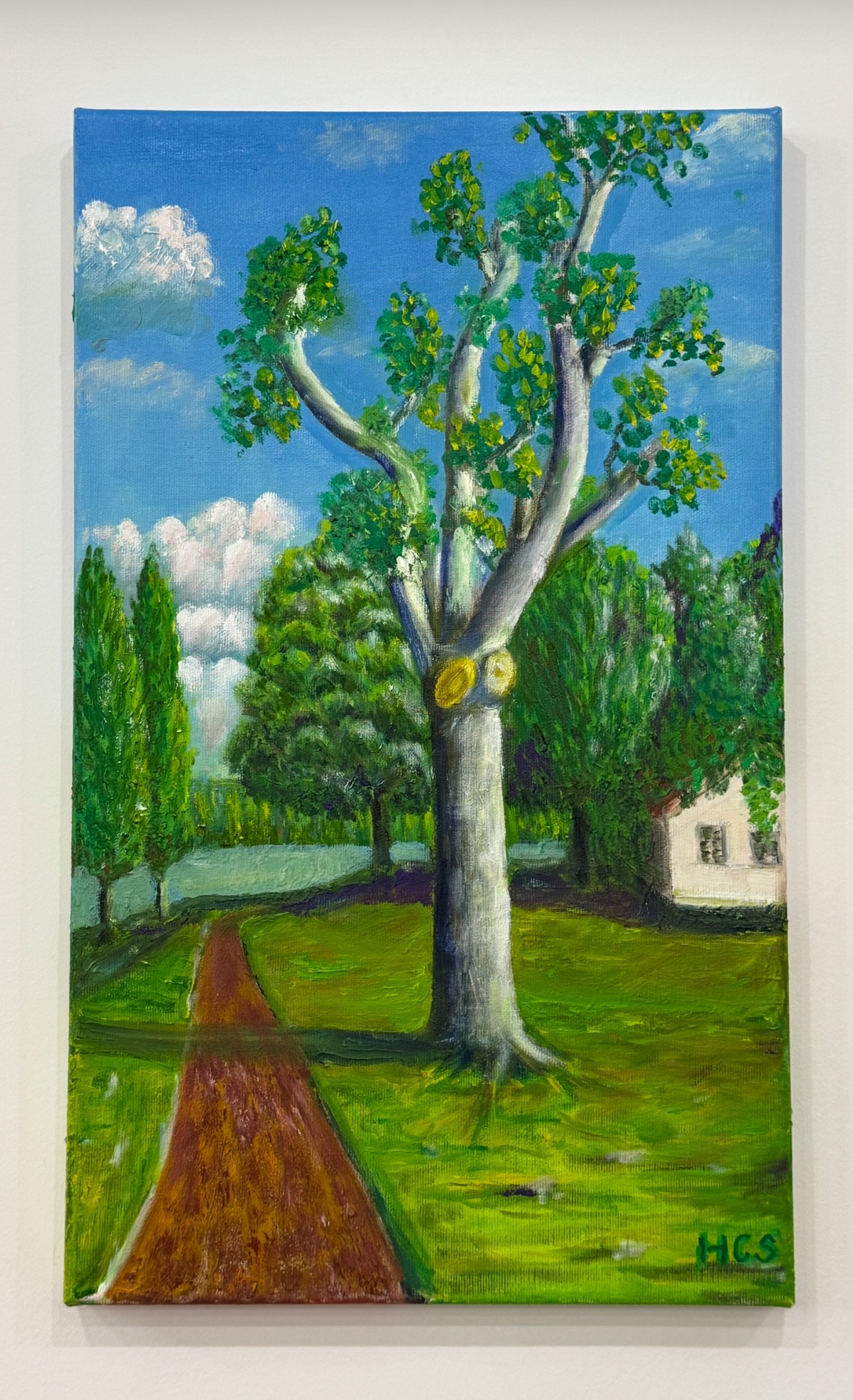 Tóparti ház fákkal 30x50 olaj, vászon